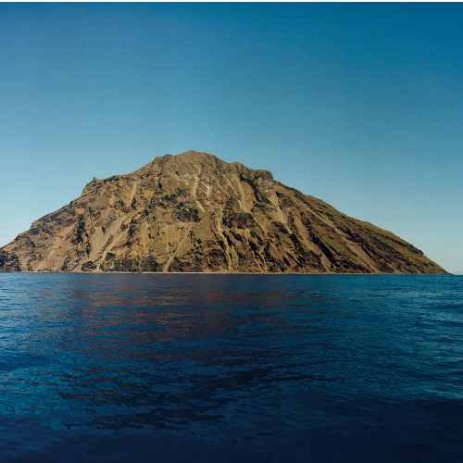 A view of the volcanic island of Alicudi in the Aeolian archipelago