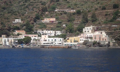 View of the harbour of Alicudi arriving from the sea